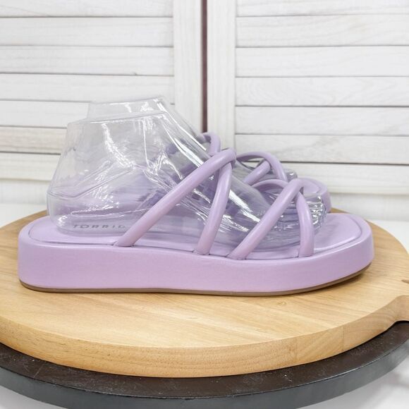 Torrid Strappy Platform Slide Sandals Lavender Purple 8 WW Faux Leather - Picture 1 of 9